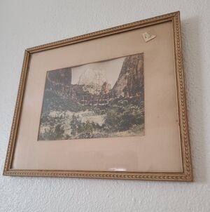Vintage Framed Landscape Print Zion National Park Great White Throne